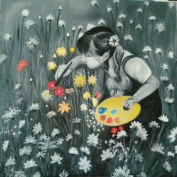 Coloring flowers by Shaimaa Haddad, iRiwaq Virtual Art Gallery